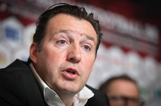 Belgium s head coach Marc Wilmots pictured during a press conference PK Pressekonferenz of Belgian national soccer team Red Devils head coach, Friday 18 March 2016, at the headquarters of the federation KBVB-URBSFA, in Brussels. Red Devils will play a friendly game against Portugal on 29 March, a preparation for upcoming Euro2016. VIRGINIExLEFOUR  x04814290x