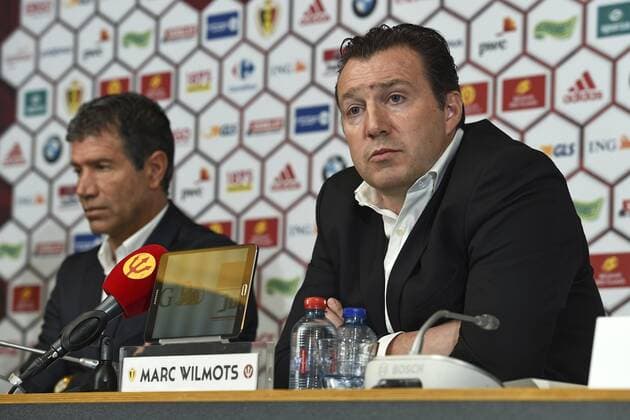 Enzo Scifo and Marc Wilmots headcoach of the Belgian National Football Team FOOTBALL : Equipe de Belgique - Annonce de la liste des selectionnes - Bruxelles - 18 03 2016 Photonews Panoramic 