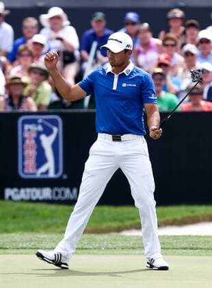 March 18, 2016 - Orlando, Florida, United States - Jason Day reacts to his birdie putt on the 9th green during the second round of the Arnold Palmer Invitational at Bay Hill Club & Lodge. PGA Golf Herren 2016 - Arnold Palmer Invitational - Round 2 - ZUMAw109