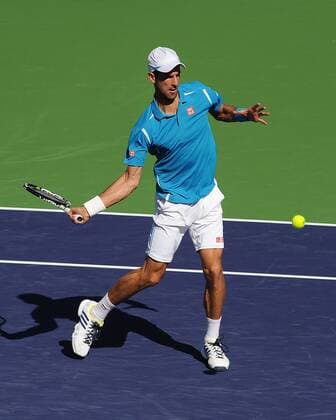 18 Mar. 2016: Novak Djokovic (SRB) in action during a quarterfinals match against Jo-Wilfried Tsonga (FRA) during the BNP Paribas Open played at the Indian Wells Tennis Garden in Indian Wells, CA. (Photo By John Cordes Icon Sportswire) TENNIS: MAR 18 BNP Paribas Open Icon506160318052 EDITORIAL USE ONLY