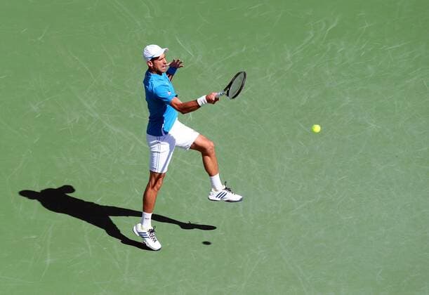 March 18, 2016: Novak Djokovic of Serbia returns a shot against Jo-Wilfried Tsonga of France during the 2016 BNP Paribas Open at Indian Wells Tennis Garden in Indian Wells, California. TENNIS 2016: BNP Paribas Open MAR 18 - ZUMAcb8_