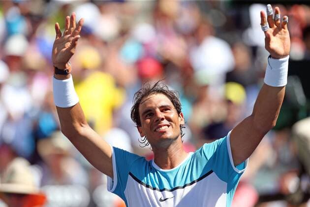 March 18, 2016: Rafael Nadal of Spain celebrates after defeating Kei Nishikori of Japan during the 2016 BNP Paribas Open at Indian Wells Tennis Garden in Indian Wells, California. TENNIS 2016: BNP Paribas Open MAR 18 - ZUMAcb8_