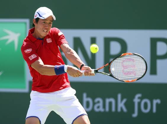 March 18, 2016: Kei Nishikori of Japan returns a shot against Rafael Nadal of Spain during the 2016 BNP Paribas Open at Indian Wells Tennis Garden in Indian Wells, California. TENNIS 2016: BNP Paribas Open MAR 18 - ZUMAcb8_