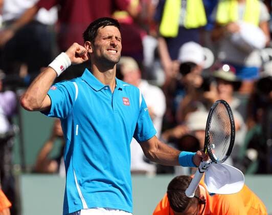March 19, 2016: Novak Djokovic of Serbia celebrates after defeating Rafael Nadal of Spain in the semi finals of the 2016 BNP Paribas Open at Indian Wells Tennis Garden in Indian Wells, California. TENNIS 2016: BNP Paribas Open MAR 19 - ZUMAcb8_