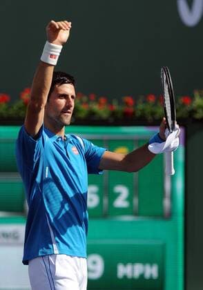 19 Mar. 2016: Novak Djokovic (SRB) waves to the fans after Djokovic defeated Rafael Nadal (ESP) 7-6(5), 6-2 and advance to the finals of the BNP Paribas Open played at the Indian Wells Tennis Garden in Indian Wells, CA. (Photo By John Cordes Icon Sportswire) TENNIS: MAR 19 BNP Paribas Open Icon506160319066 EDITORIAL USE ONLY