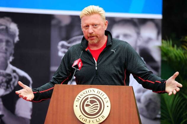 SHENZHEN, CHINA - MARCH 19: (CHINA OUT) Boris Becker speaks as he declares to open his first tennis college globally in China together with the Mission Hills on March 19, 2016 in Shenzhen, Guangdong Province of China.  CFP481439154 
