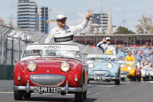 March 20, 2016: Jenson Button (GBR) 22 from the McLaren Honda Formula 1 team at the drivers parade prior to the 2016 Australian Formula One Grand Prix at Albert Park, Melbourne, Australia. Formula One 2016: Australia - Race - ZUMAc04_