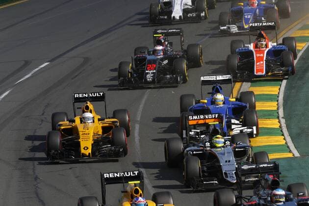 Motorsports: FIA Formula One World Championship WM Weltmeisterschaft 2016, Grand Prix of Australia, 11 Sergio Perez (MEX, Sahara Force India F1 Team), 20 Kevin Magnussen (DEN, Renault Formula 1 Team), 9 Marcus Ericsson (SWE, Sauber F1 Team), 22 Jenson Button (GBR, McLaren Honda Formula 1 Team), 94 Pascal Wehrlein (GER, Manor Racing F1 Team), xHOCHxZWEIx