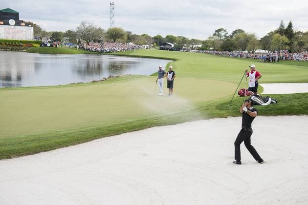 March 20, 2016: Jason Day plays a great sand shot on 18 to preserve par and victory during the final round of the Arnold Palmer Invitational in Orlando, FL. (Photograph by Roy K. Miller Icon Sportswire) GOLF: MAR 20 PGA Golf Herren - Arnold Palmer Invitational presented by MasterCard - Final Round Icon160320138 EDITORIAL USE ONLY