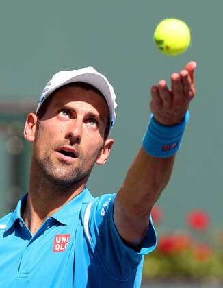 March 20, 2016: Novak Djokovic of Serbia serves to Milos Raonic of Canada during the mens final of the 2016 BNP Paribas Open at Indian Wells Tennis Garden in Indian Wells, California. TENNIS 2016: BNP Paribas Open MAR 20 - ZUMAcb8_