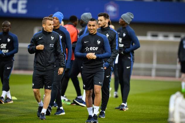 Dimitri Payet (fra) - Lucas Digne (fra) FOOTBALL : Training Nationalteam Frankreich - 21 03 2016 AnthonyBIBARD FEP Panoramic 