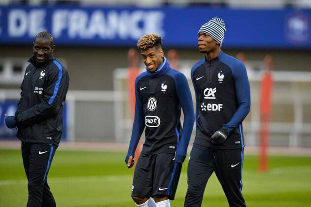 Kingsley Coman (fra) - Paul Pogba (fra) - Mamadou Sakho (fra) FOOTBALL : Training Nationalteam Frankreich - 21 03 2016 AnthonyBIBARD FEP Panoramic 