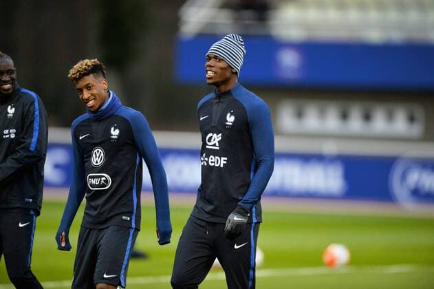 Kingsley Coman (fra) - Paul Pogba (fra) FOOTBALL : Training Nationalteam Frankreich - 21 03 2016 AnthonyBIBARD FEP Panoramic 