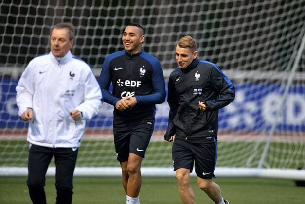Dimitri Payet (fra) - Lucas Digne (fra) FOOTBALL : Training Nationalteam Frankreich - 21 03 2016 AnthonyBIBARD FEP Panoramic 