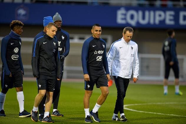 Dimitri Payet (fra) - Lucas Digne (fra) FOOTBALL : Training Nationalteam Frankreich - 21 03 2016 AnthonyBIBARD FEP Panoramic 