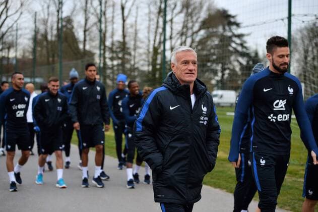 Didier Deschamps (fra) - Olivier Giroud (fra) FOOTBALL : Training Nationalteam Frankreich - 21 03 2016 AnthonyBIBARD FEP Panoramic 