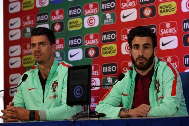 March 22, 2016 - Lisbon, Portugal - Portuguese soccer players Rafa (R ) and Jose Fonte during a press conference PK Pressekonferenz at the Restelo stadium in Lisbon, Portugal on March 22, 2016, ahead of the friendly matches against Bulgaria on March 25 and with Belgium on March 29 in preparation for the Euro 2016 in France. Portugal s Soccer players press conference in Lisbon Portugal - ZUMAf123