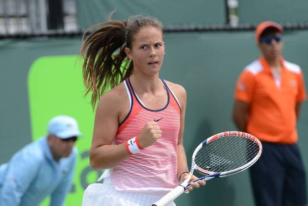 March 22, 2016 - Miami, Florida, United States - DARIA KASATKINA of Russia in action in her match vs. K. Bondarenko at the Miami Open Tennis 2016 - Miami Open - Day 2 - ZUMAl132