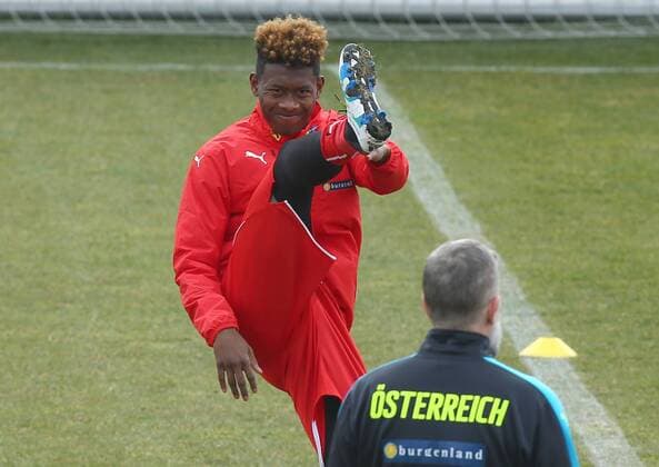 Fußball, Training Nationalteam Österreich SOCCER - AUT vs ALB, test match, preview STEGERSBACH,AUSTRIA,23.MAR.16 - SOCCER - OEFB international match Länderspiel Austria vs Albania, friendly match, preview, training team AUT. Image shows David Alaba (AUT). GEPAxpictures xChristianxOrt