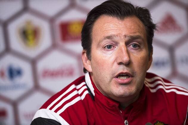Belgium s head coach Marc Wilmots pictured during a press conference PK Pressekonferenz of Belgian national soccer team Red Devils, Wednesday 23 March 2016, in Brussels. The Red Devils will play a friendly game against Portugal on 29 March, in Portugal, and ,not in Belgium, after Brussels terrorists attacks. The game is a preparation for the upcoming Euro2016. LAURIExDIEFFEMBACQ  x04819364x