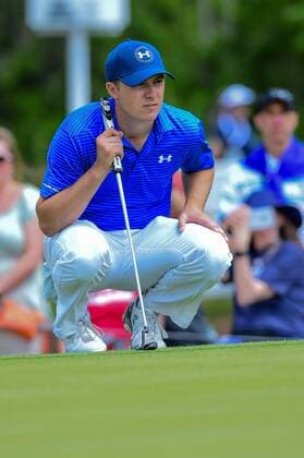 World Golf Championship in Austin 23 MAR 2016: Jordan Spieth lines up a putt on number 1 during the World Golf Championships - Dell Match Play Round 1 at the Austin Country Club Austin, Texas. (Photo by Ken Murray Icon Sportswire) GOLF: MAR 23 PGA Golf Herren - World Golf Championships-Dell Match Play - Round 1 Icon1603231027 EDITORIAL USE ONLY