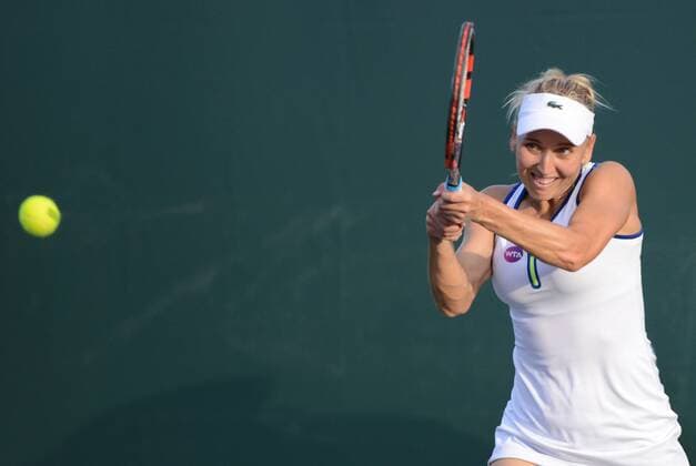 March 23, 2016 - Miami, Florida, United States - ELENA VESNINA in action in her match vs. J. Cepelova at the Miami Open. Tennis 2016 - Miami Open - Day 3 - ZUMAl132