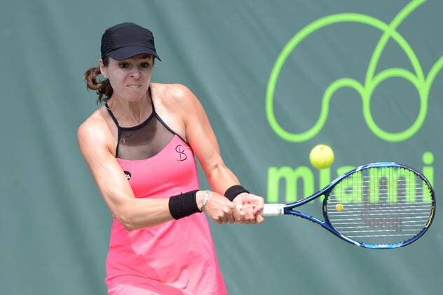 March 23, 2016 - Miami, Florida, United States - GALINA VOSKOBOEVA in her match vs. A. Cornet at the Miami Open. Tennis 2016 - Miami Open - Day 3 - ZUMAl132