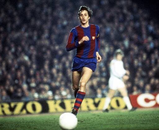 Football - 1977 1978 UEFA Cup - Quarter-Final, Second Leg: Barcelona 2 Aston Villa 1 Barcelona s Johan Cruyff during the game in the Nou Camp. 15 03 1978 