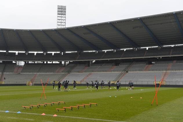 Fußball, Training Nationalteam Belgien Illustration picture shows a training session of the Belgian national soccer team Red Devils, Thursday 24 March 2016 in Brussels. The Red Devils will play a friendly game in and against Portugal on 29 March, the match was moved due to safety concerns after the Brussels terrorists attacks. The game is a preparation for the upcoming Euro2016. PETERxDExVOECHT  x04820003x