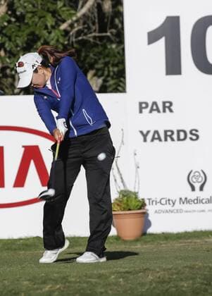 March 24, 2016: Mina Harigae on the 10th tee box during the first round of the Kia Classic at Aviara Golf Club in Carlsbad, California. LPGA Golf Damen 2016: Kia Classic MAR 24 - ZUMAc04_