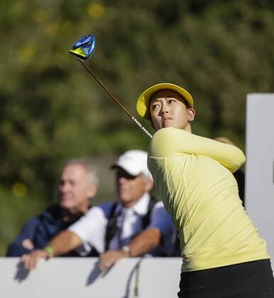 March 24, 2016: Michelle Wie tees off on the 16th tee box during the first round of the Kia Classic at Aviara Golf Club in Carlsbad, California. LPGA Golf Damen 2016: Kia Classic MAR 24 - ZUMAc04_