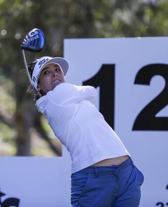 March 24, 2016: Mariajo Uribe tees off on the 12th hole during the first round of the Kia Classic at Aviara Golf Club in Carlsbad, California. LPGA Golf Damen 2016: Kia Classic MAR 24 - ZUMAc04_