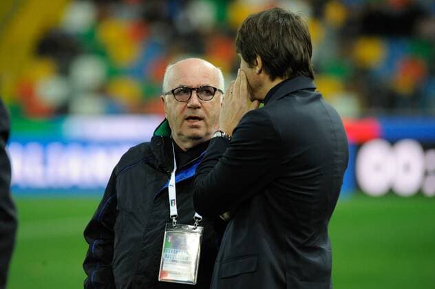 24.03.2016. Stadio Friuli, Udine, Italy. International Football friendly (Nationalmannschaft) Italy versus Spain. Carlo Tavecchio president of FIGC and Antonio Conte coach of Italy xActivaFotox  ActionPlus11721783