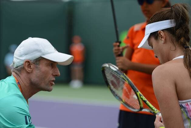March 24, 2016 - Miami, Florida, United States - NIGEL SEARS talks with ANA IVANOVIC during her match vs T. Pereira in the Miami Open. Tennis 2016 - Miami Open - Day 4 - ZUMAl132