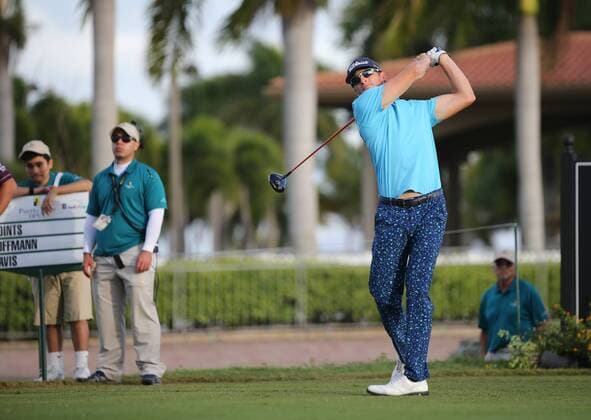 24 March 2016: Morgan Hoffmann hits from the tees on the Hole 1 of the First Round of the Puerto Rico Open at Coco Beach Golf & Country Club in Rio Grande, PR, USA. GOLF: MAR 24 PGA Golf Herren - Puerto Rico Open - First Round Icon1603242 EDITORIAL USE ONLY