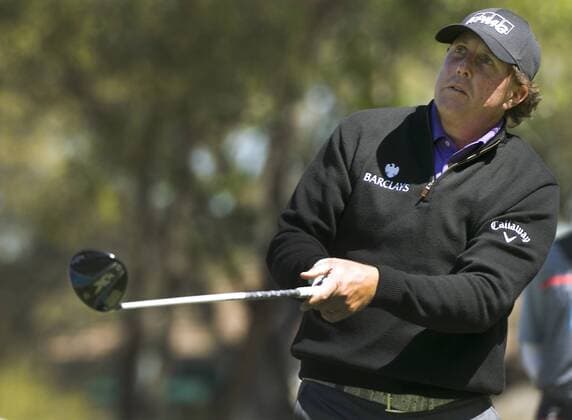 March 24, 2016 - Austin, TX, USA - Phil Mickelson watches his drive on the 8th hole against Daniel Berger during second-round pool play action in the World Golf Championships Dell Match Play tournament at Austin Country Club in Austin, Texas, on Thursday, March 24, 2016. World Golf Championships Dell Match Play tournament - ZUMAm67_