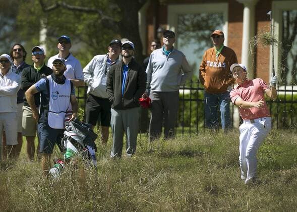 March 24, 2016 - Austin, TX, USA - Matthew Fitzpatrick hits from the rough on the 6th hole against Patrick Reed during second-round pool play action in the World Golf Championships Dell Match Play tournament at Austin Country Club in Austin, Texas, on Thursday, March 24, 2016. World Golf Championships Dell Match Play tournament - ZUMAm67_
