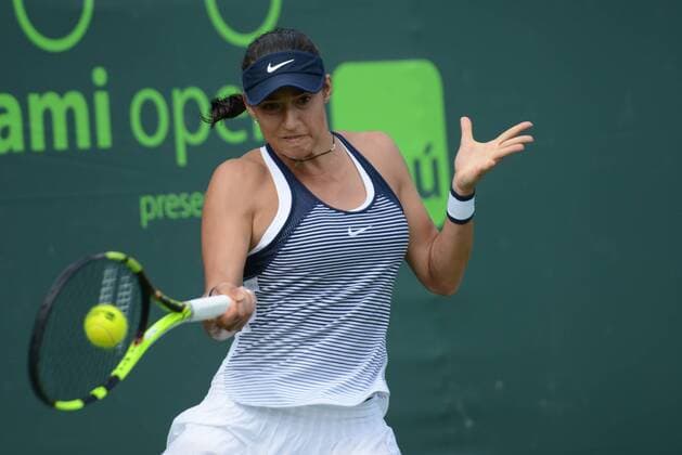 March 24, 2016 - Miami, Florida, United States - CAROLINE GARCIA of France in action during her match vs A. Petkovic at the Miami Open. Tennis 2016 - Miami Open - Day 4 - ZUMAl132