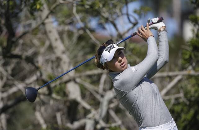 March 24, 2016: Alison Lee tees off on the 8th hole during the first round of the Kia Classic at Aviara Golf Club in Carlsbad, California. LPGA Golf Damen 2016: Kia Classic MAR 24 - ZUMAc04_