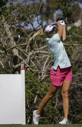 March 24, 2016: Anna Nordqvist tees off on the 8th hole during the first round of the Kia Classic at Aviara Golf Club in Carlsbad, California. LPGA Golf Damen 2016: Kia Classic MAR 24 - ZUMAc04_