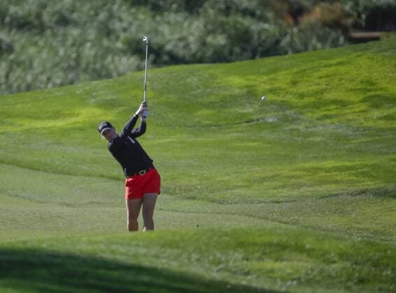 March 25, 2016: Jacqui Concolino hits from the 2nd fairway during the second round of the Kia Classic at Aviara Golf Club in Carlsbad, California. LPGA Golf Damen 2016: Kia Classic MAR 25 - ZUMAc04_