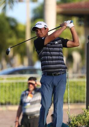 25 March 2016: Andres Romero hits from the tee on hole 1 of in the second Round of the Puerto Rico Open, in Rio Grande, PR (Photo by Bradley Rex Icon Sportswire) GOLF: MAR 25 PGA Golf Herren - Puerto Rico Open - Second Round Icon16032415 EDITORIAL USE ONLY