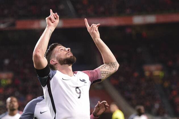 Fußball, Länderspiel, Niederlande - Frankreich Jubel Olivier Giroud (France) FOOTBALL : NED vs FRA - Friendly (Nationalteam) - 25 03 2016 JBAutissier 
