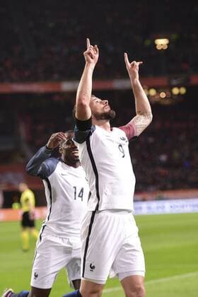 Fußball, Länderspiel, Niederlande - Frankreich Jubel Olivier Giroud (France) Blaise Matuidi (France) FOOTBALL : NED vs FRA - Friendly (Nationalteam) - 25 03 2016 JBAutissier 