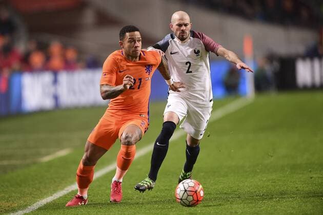 Christophe Jallet (France) vs Memphis Depay (Netherlands) FOOTBALL : Netherlands vs France - Friendly Match - 25 03 2016 JBAutissier Panoramic 