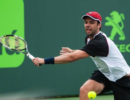 Argentinian tennis player Horacio Zeballos in action before Argentinian Juan Martin del Potro during a Miami Tennis Open match in Key Biscayne, Miami, Florida United States. JUAM MARTIN DEL POTRO VS HORACIO ZEBALLOS !ACHTUNG: NUR REDAKTIONELLE NUTZUNG!  MIA016 20160325-635945449188453368