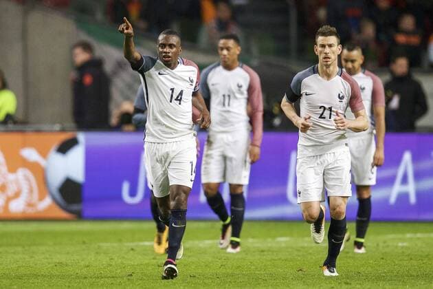 (L-R) Blaise Matuidi of France, Anthony Martial of France, Laurent Koscielny of France, Dimitri Payet of France during the friendly match between Netherlands and France on March 25, 2016 at the Amsterdam Arena in Amsterdam, The Netherlands. Netherlands v France Friendly match 2015 2016 xVIxxIVx 5216788