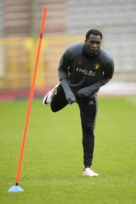 Belgium s Romelu Lukaku pictured during a training session of the Belgian national soccer team (Nationalteam) Red Devils, Saturday 26 March 2016 in Brussels. The Red Devils will play a friendly game in and against Portugal on 29 March, the match was moved due to safety concerns after the Brussels terrorists attacks. The game is a preparation for the upcoming Euro2016. NICOxVEREECKEN  x04821521x