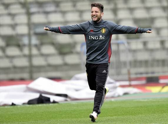 Belgium s Dries Mertens pictured during a training session of the Belgian national soccer team (Nationalteam) Red Devils, Saturday 26 March 2016 in Brussels. The Red Devils will play a friendly game in and against Portugal on 29 March, the match was moved due to safety concerns after the Brussels terrorists attacks. The game is a preparation for the upcoming Euro2016. NICOxVEREECKEN  x04821558x