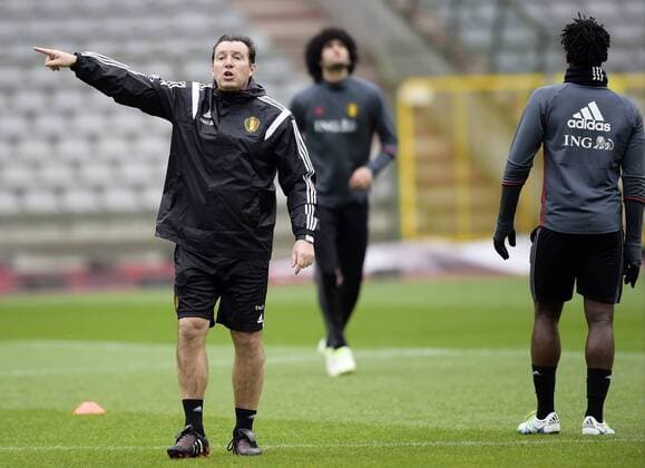 Belgium s head coach Marc Wilmots pictured during a training session of the Belgian national soccer team (Nationalteam) Red Devils, Saturday 26 March 2016 in Brussels. The Red Devils will play a friendly game in and against Portugal on 29 March, the match was moved due to safety concerns after the Brussels terrorists attacks. The game is a preparation for the upcoming Euro2016. NICOxVEREECKEN  x04821534x